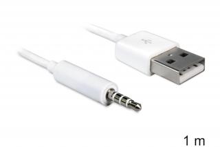 Delock USB-A apa > sztereo jack 3.5 mm apa 4 pin IPod Shuffle kábel, 1 m