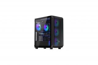 Endorfy Számítógépház - Arx 500 ARGB (ATX /micro ATX/ITX, 1xUSB-C, 2xUSB3.0, 4x14cm LED ventilátor, ablakos, fekete)