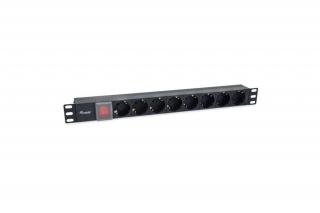 Equip Hálózati Elosztó - 333286 (C14, 8 Schuko, Rack 1U, 1,8m kábel, fekete)