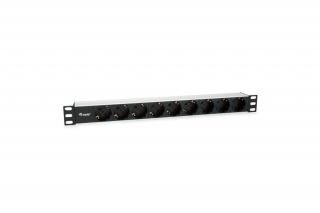 Equip Hálózati Elosztó - 333292 (Schuko, 9 Schuko, Rack 1U, 1,8m kábel, aluminium, fekete)