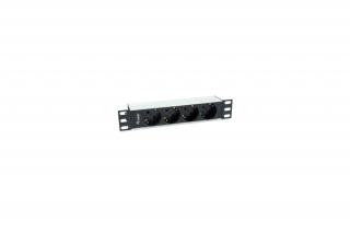 Equip Hálózati Elosztó - 333311 (Schuko, 4x Schuko, Rack 1U, 1,8m kábel, aluminium, fekete)