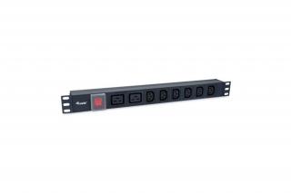 Equip Hálózati Elosztó - 333316 (C20, 6x C13 + 2x C19 , Rack 1U, 1,8m kábel, fekete)