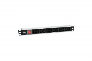 Equip Hálózati Elosztó - 333318 (Schuko, 12x C13, Rack 1U, 1,8m kábel, fekete)