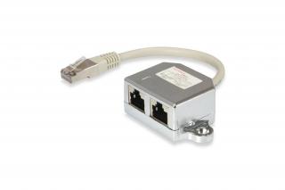 Equip RJ45 Elosztó - 127608 (Bemenet: 1x RJ45 8P8C, Kimenet: 2x RJ45 8P4C, árnyékolt)