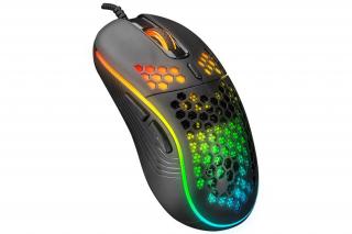 Everest Gamer Egér - SM-G66 X-HOLE  (8000 DPI, 7gomb, 1,5m harisnyázott kábel,optikai, fekete, RGB LED)