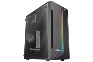 Everest Számítógépház - SABER RGB Peak 250W (fekete; Micro ATX / MINI-ITX, 250W táp, 2xUSB2.0 )