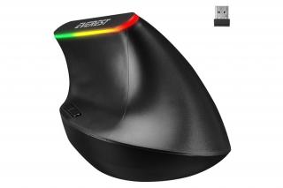 Everest Vezeték nélküli Egér - SMW-618  Ergonomic Vertical (1600 DPI, 6 gomb, optikai, fekete, RGB LED)
