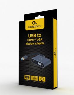 Gembird A-USB3-HDMIVGA-01 USB to HDMI + VGA Display Adapter (Space Grey)