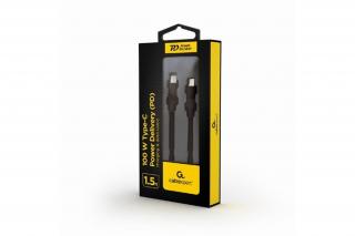 Gembird kábel - USB Type-C apa - USB Type-C apa 2.0 adat+töltőkábel 100W, Gyorstöltés, 1,5m, fekete)