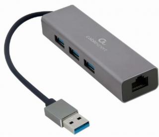 Gembird USB AM Gigabit Network Adapter With 3-port USB 3.0 Hub Grey (A-AMU3-LAN-01)