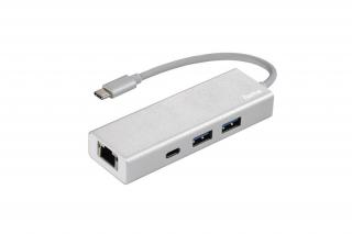 Hama USB HUB - 200108 (USB-C 4in1, 2xUSB 3.2, 1xUSB-C, 1xLAN, 100W PD, szürke)