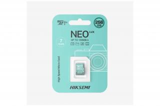 Hikvision HIKSEMI MicroSD kártya - NEO LUX 256GB microSDXC™, Class 10 and UHS-I, 3D NAND (r/w: 100 / 70MB, V30)