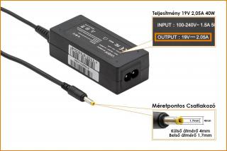 HP 19.5V 2.05A 40W (4mm-1,7mm kúpos fej) helyettesítő új töltő (PA1400-18HL, HSTNN-LA18)