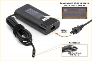 HP 90W gyári új USB-C (Type-C) töltő (L45440-003, 904144-B50, TPN-DA08)