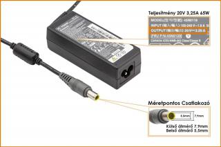 IBM Lenovo ThinkPad 20V 3.25A 65W gyári új töltő (92P1105, 92P1109)