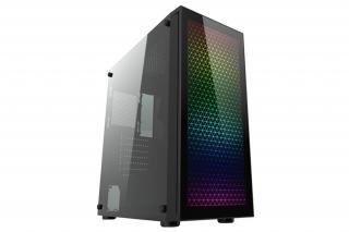 LC-Power Számítógépház - 800B - Interlayer X (fekete, fekete belső, ablakos, mATX/ATX, 1xUSB3.0, 1xUSB-C, 2xUSB2.0)