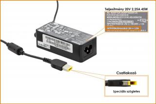 Lenovo 20V 2.25A 45W gyári új töltő, sárga téglalap alakú csatlakozóval, 00HM615