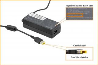 Lenovo 20V 3.25A 65W gyári töltő, sárga téglalap alakú csatlakozóval, 45N0256