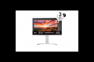 LG Monitor 27" - 27UP850K-W (IPS; 16:9; 4K 3840x2160; 5ms; 400cd; HDMIx2; DP; USB-C; HDR; Speaker, Pivot)