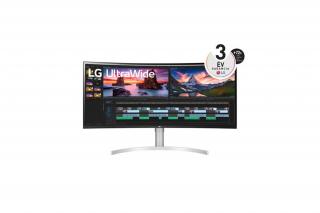 LG Monitor 38" - 38WN95CP-W (IPS; Ívelt; 21:9; QHD+ 3840x1600; 1ms; 144Hz; 450cd; HDMI; DP; TB; USB; Spk; HDR600; GSync)