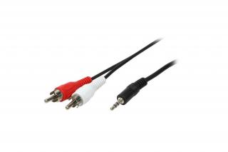 Logilink Audiokábel, 3,5 mm-es 3 tűs/M-2x RCA/M, fekete, 1,5 m