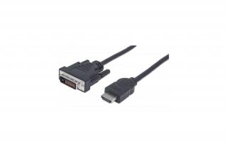 Manhattan Kábel - HDMI to DVI ( 1,8m; HDMI 19 pin - DVI-D Dual Link, Fekete)