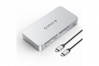 Orico Notebook Dokkoló - TB4-SV (Bemenet: Thunderbolt, Kimenet: HDMI/DP/3,5mm Jack/RJ45/USB-A+C/PD85W, sötétszürke)