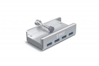 Orico USB3.0 Hub - MH4PU-SV /161/(4 port, Bemenet: USB-A, Kimenet: 4xUSB-A, rögzíthető, ezüst)