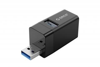 Orico USB3.0 Hub - MINI-U32-BK/8/ (3 port, Bemenet: USB-A, Kimenet: 1xUSB-A3.0+2xUSB-A2.0,  fekete)