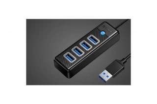 Orico USB3.0 Hub - PW4U-U3-015-BK/149/ (4 port, Bemenet: USB-A, Kimenet: 4xUSB-A 3.0, fekete)