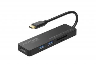 Promate USB Hub - LINKHUB C (USB-C 5in1 HUB, 1x4K HDMI, 2xUSB 3.0, SD,mSD, fekete)