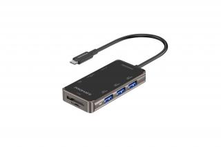 Promate USB Hub - PRIMEHUB MINI (USB-C 8in1 HUB, 100W PD, 1x4K HDMI, 3xUSB 3.0, 1xUSB 2.0, 2xUSB-C, SD,mSD, 1xUSB-C)