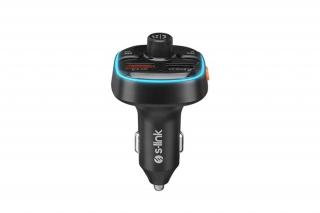 S-Link FM Transmitter - SL-BT240 Bluetooth  (BT5.0.; Dual USB, MicroSD; 3A USB gyorstöltő, LED kijelző)