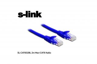 S-link Kábel - SL-CAT602BL (UTP patch kábel, CAT6, kék, 2m)