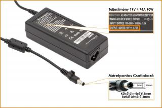 Samsung 19V 4.74A 90W (center pin) helyettesítő új töltő (SADP-90FH B D9019S)