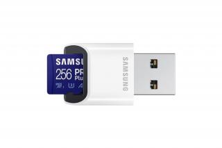 Samsung MicroSD kártya - 256GB MB-MD256KB/WW (PRO PLUS kártyaolvasóval, UHS-I, R160/W120, adapter, 256GB)