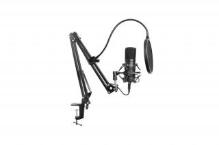 Sandberg Mikrofon - Streamer USB Microphone Kit (fekete; USB; Pop-filter; lökés-csillapító; állítható asztali tartókar)