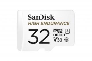 SanDisk MicroSD kártya - 32GB microSDHC High Endurance (100 MB/s, Class 10 U3, V30) + adapter