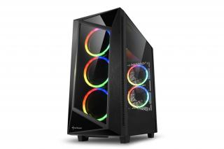 Sharkoon Számítógépház - REV 200 RGB (fekete; ATX,mATX; alsó táp; 5x120mm v.; 2xUSB3.0, 2xUSB2.0, I/O)