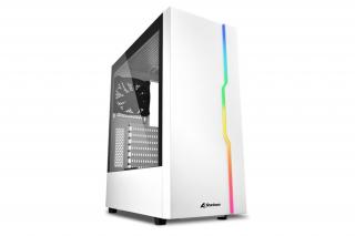 Sharkoon Számítógépház - RGB Slider White (fehér; üveg oldal; alsó táp; ATX; 6x120mm; 2xUSB3.0; 1xUSB2.0; I/O)