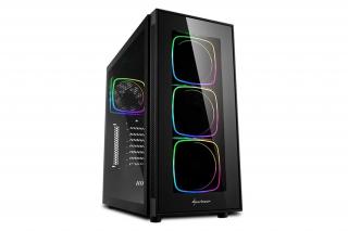 Sharkoon Számítógépház - TG6 RGB (fekete; ATX,mATX; alsó táp; 4x120mm v.; 2xUSB3.0, 2xUSB2.0, I/O)