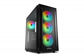 Sharkoon Számítógépház - TG6M RGB (fekete; ATX,mATX; alsó táp; 7x120mm v.; 2xUSB3.0, 2xUSB2.0, I/O)