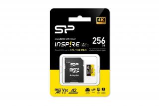 Silicon Power MicroSD kártya - 256GB microSDXC UHS-I U3, 3D TLC NAND (170/150 MB/s A2/V30) DDR200 transfer rate