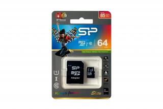 Silicon Power MicroSD kártya -  64GB microSDXC Elite UHS-1 U1 + adapter