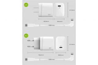 Silicon Power Telefon töltő - QM10 Type-C töltő + LK20CL Type-C -Lightning Kábel (18W töltő, 1m kábel, EU verzió)