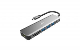 Silicon Power USB HUB - Type-C 7in1 HUB  (1db HDMI, 1db MicroSD, SD kártya, 3db  USB3.0, 1db Type-C ) Fekete