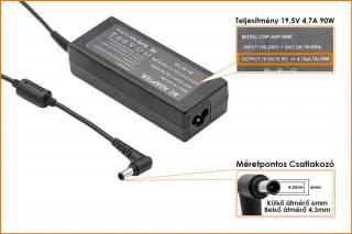 Sony VGP-AC19V32 19.5V 4.7A 90W helyettesítő új töltő (PCGA-AC19V10, PCGA-AC19V11)