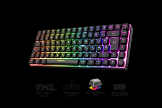 Spirit of Gamer Billentyűzet Vezeték nélküli - ELITE K70 (TKL, 85 gomb,, RGB LED,USB, anti-ghost, fekete, magyar)