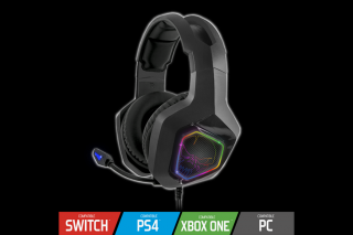 Spirit of Gamer Fejhallgató - ELITE H50 Black (MultiPlatform, RGB, 3.5mm Jack, mikrofon, hangerőszabályzó, nagy-párnás)