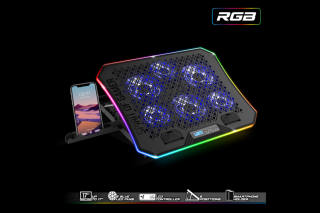 Spirit of Gamer Notebook Hűtőpad 17"-ig - AIRBLADE 1200 RGB (18dB; max. 79 m3/h; 3x11cm+3x70cm, RGB LED, 2xUSB2.0)